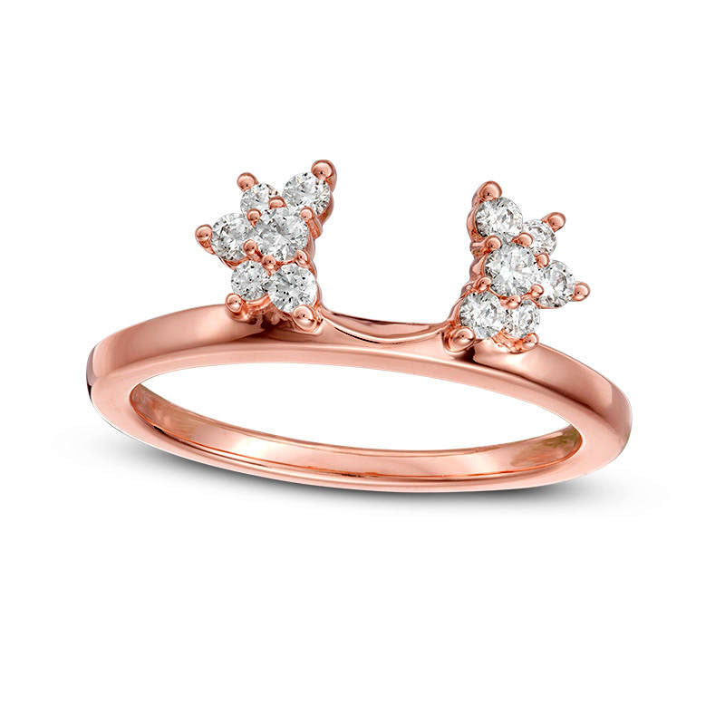 Image of ID 1 025 CT TW Natural Clarity Enhanced Diamond Starburst Solitaire Enhancer in Solid 14K Rose Gold
