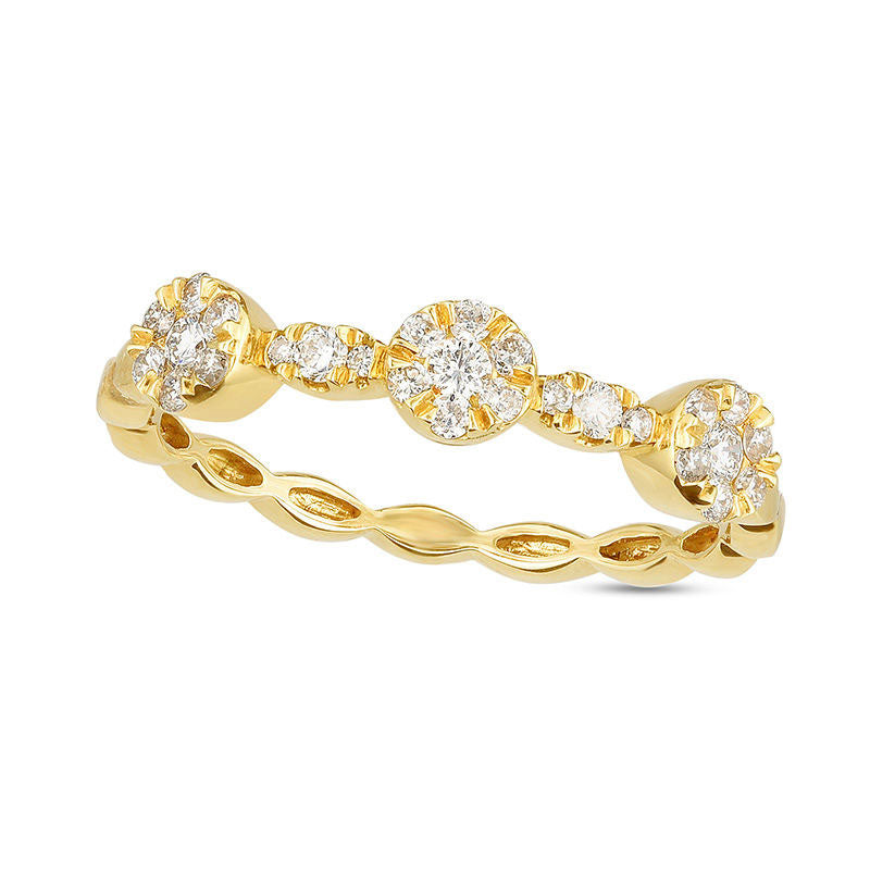 Image of ID 1 025 CT TW Natural Diamond Alternating Marquise and Circle Stackable Band in Solid 10K Yellow Gold