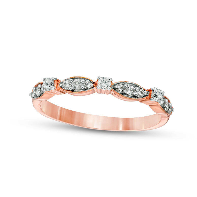 Image of ID 1 025 CT TW Natural Diamond Alternating Stackable Band in Solid 10K Rose Gold