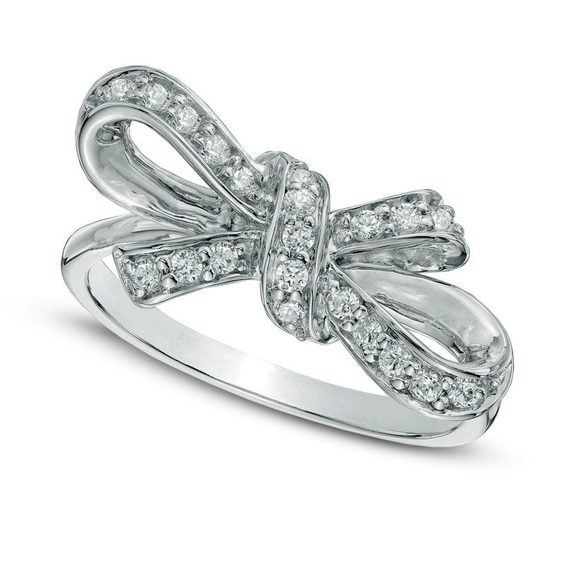 Image of ID 1 025 CT TW Natural Diamond Bow Ring in Sterling Silver