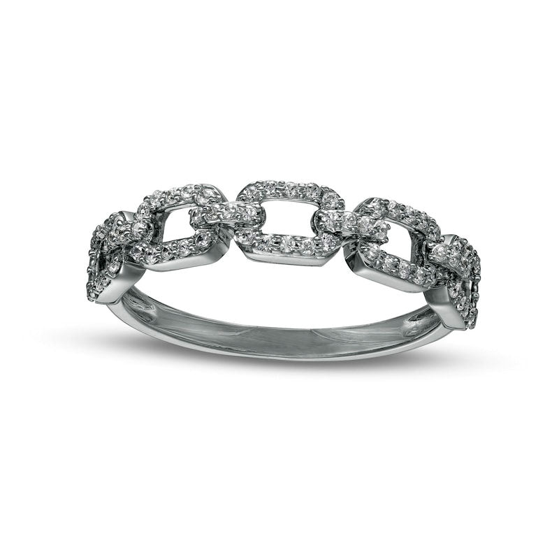 Image of ID 1 025 CT TW Natural Diamond Chain Link Ring in Solid 10K White Gold
