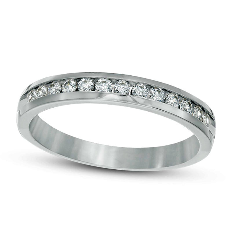 Image of ID 1 025 CT TW Natural Diamond Channel Band in Solid 14K White Gold