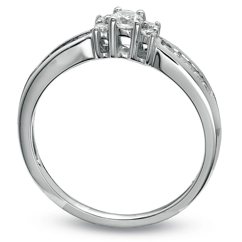 Image of ID 1 025 CT TW Natural Diamond Channel Engagement Ring in Solid 10K White Gold
