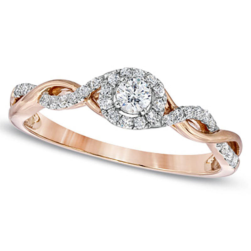 Image of ID 1 025 CT TW Natural Diamond Entwined Promise Ring in Solid 10K Rose Gold