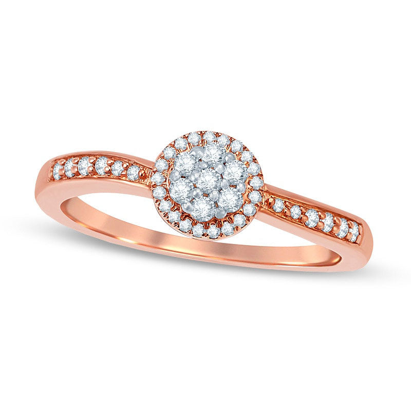 Image of ID 1 025 CT TW Natural Diamond Frame Cluster Promise Ring in Solid 10K Rose Gold