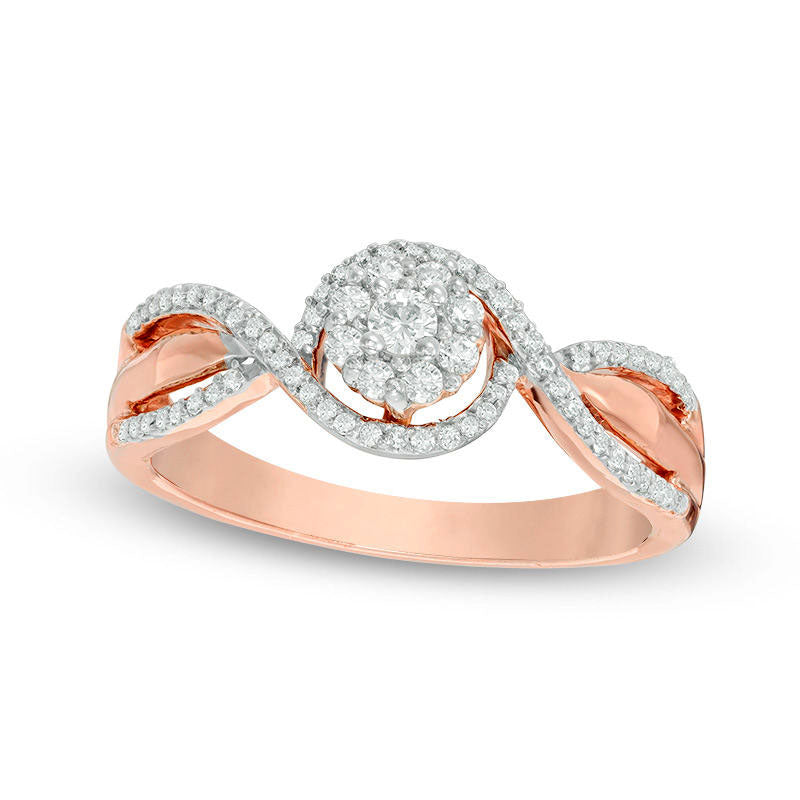 Image of ID 1 025 CT TW Natural Diamond Frame Promise Ring in Solid 10K Rose Gold
