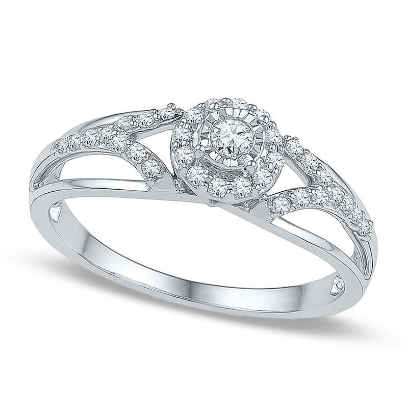Image of ID 1 025 CT TW Natural Diamond Frame Promise Ring in Solid 10K White Gold