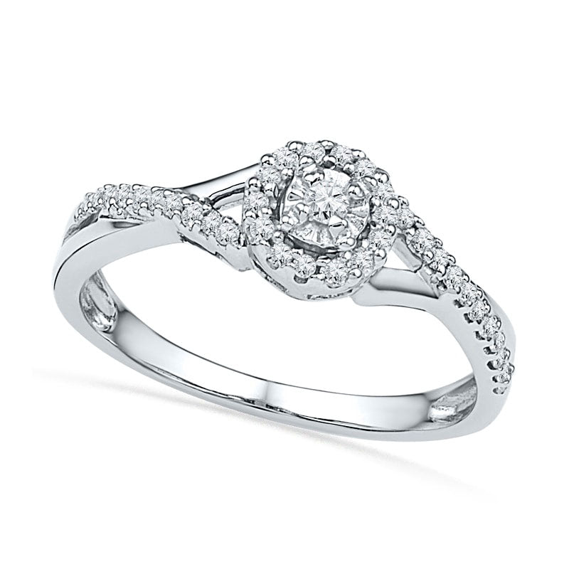 Image of ID 1 025 CT TW Natural Diamond Frame Promise Ring in Sterling Silver