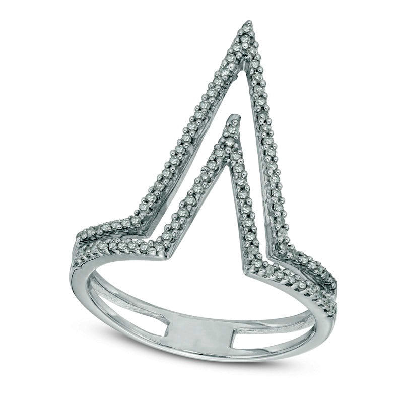 Image of ID 1 025 CT TW Natural Diamond Geometric Ring in Sterling Silver