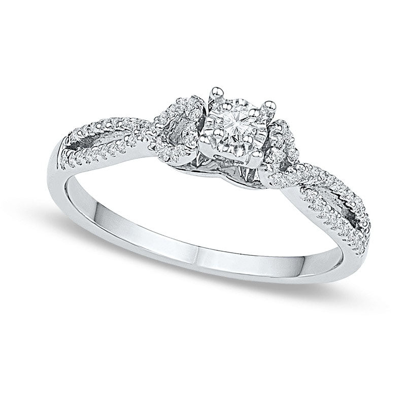 Image of ID 1 025 CT TW Natural Diamond Heart Sides Split Shank Promise Ring in Solid 10K White Gold