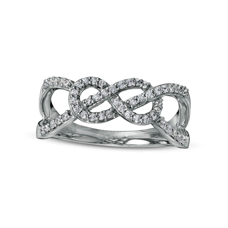 Image of ID 1 025 CT TW Natural Diamond Infinity Pretzel Knot Split Shank Ring in Solid 10K White Gold
