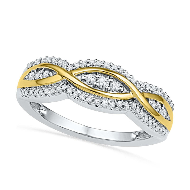 Image of ID 1 025 CT TW Natural Diamond Infinity Ribbon Band in Solid 10K Two-Tone Gold