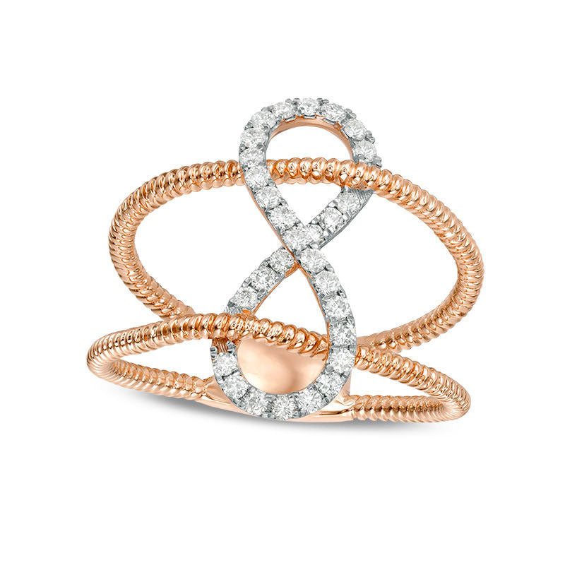 Image of ID 1 025 CT TW Natural Diamond Infinity Split Shank Ring in Solid 10K Rose Gold