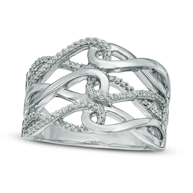 Image of ID 1 025 CT TW Natural Diamond Interlocking Loops Ring in Sterling Silver