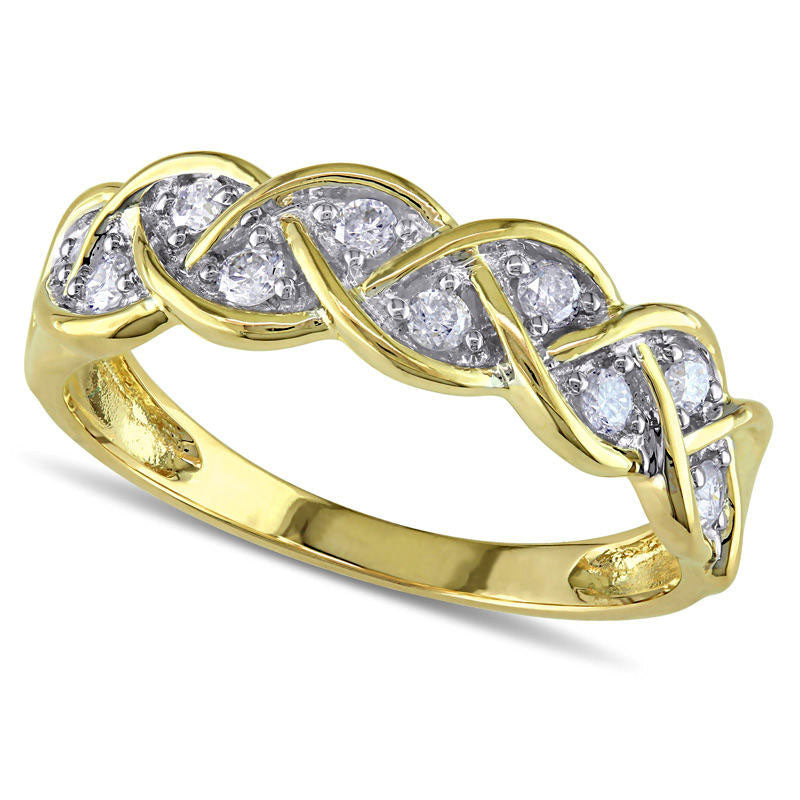 Image of ID 1 025 CT TW Natural Diamond Loose Braid Anniversary Band in Solid 10K Yellow Gold