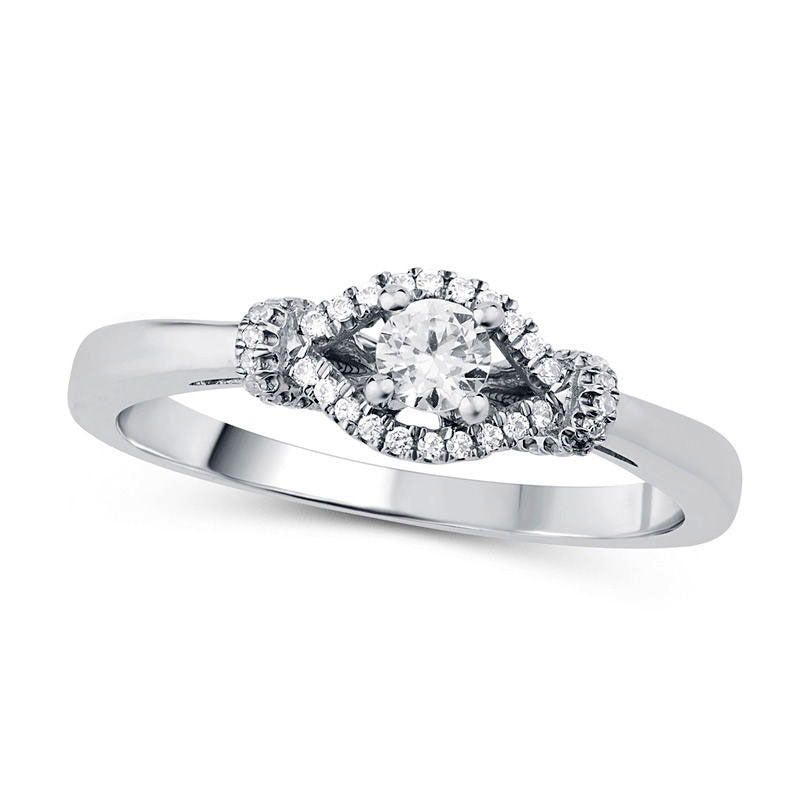 Image of ID 1 025 CT TW Natural Diamond Marquise Frame Promise Ring in Solid 10K White Gold
