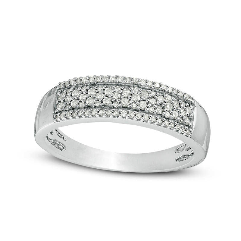 Image of ID 1 025 CT TW Natural Diamond Multi-Row Anniversary Band in Sterling Silver