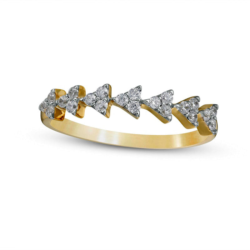 Image of ID 1 025 CT TW Natural Diamond Multi-Triangle Stackable Anniversary Band in Solid 10K Yellow Gold