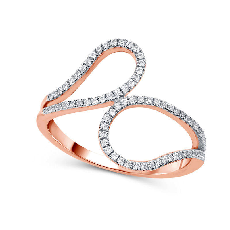 Image of ID 1 025 CT TW Natural Diamond Open Loop Bypass Ring in Solid 10K Rose Gold