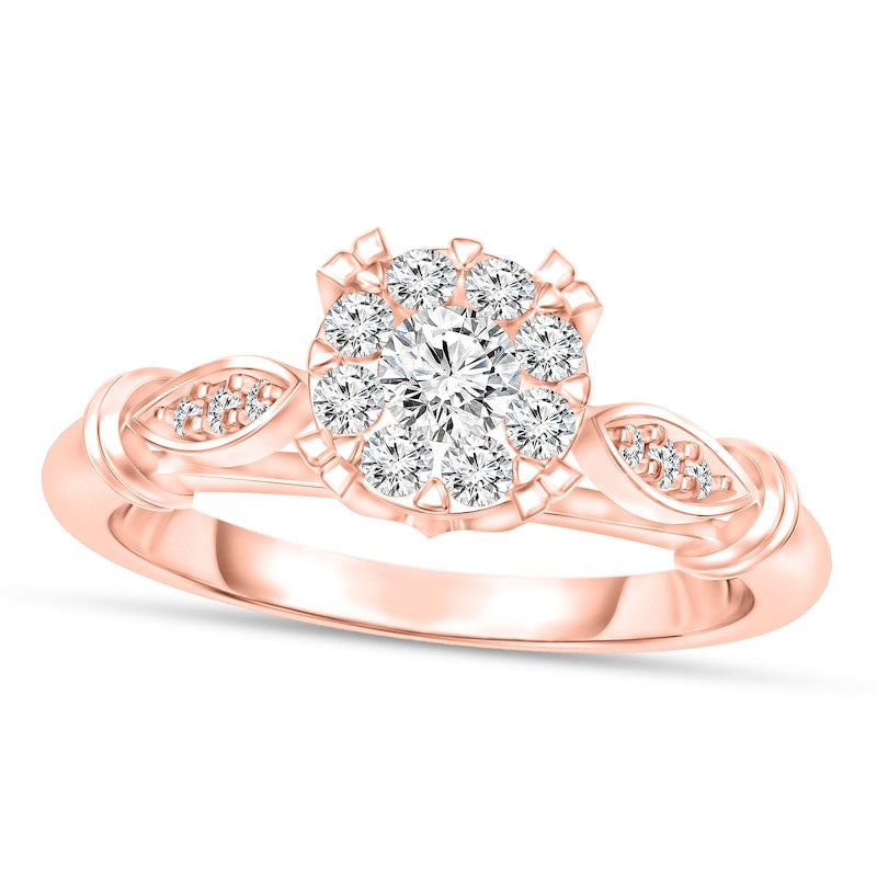 Image of ID 1 025 CT TW Natural Diamond Promise Ring in Solid 10K Rose Gold