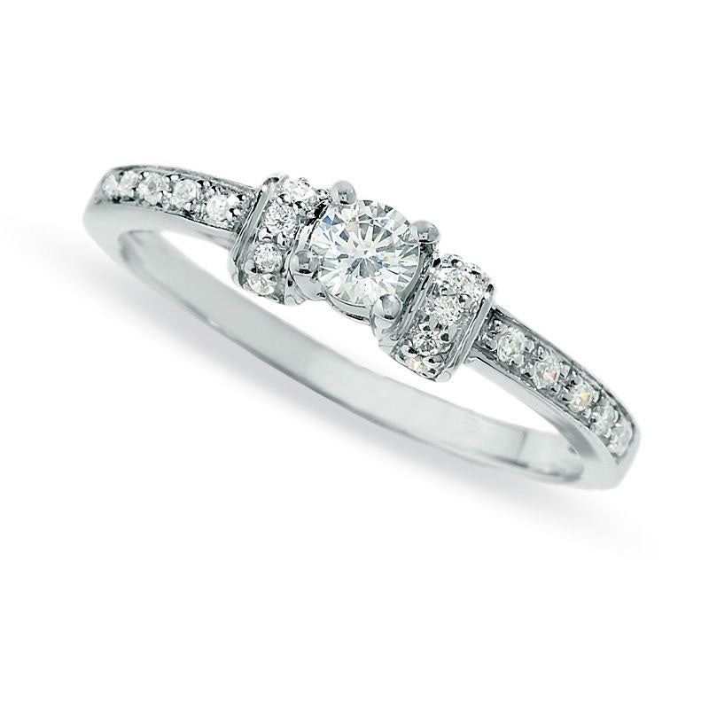 Image of ID 1 025 CT TW Natural Diamond Promise Ring in Solid 10K White Gold
