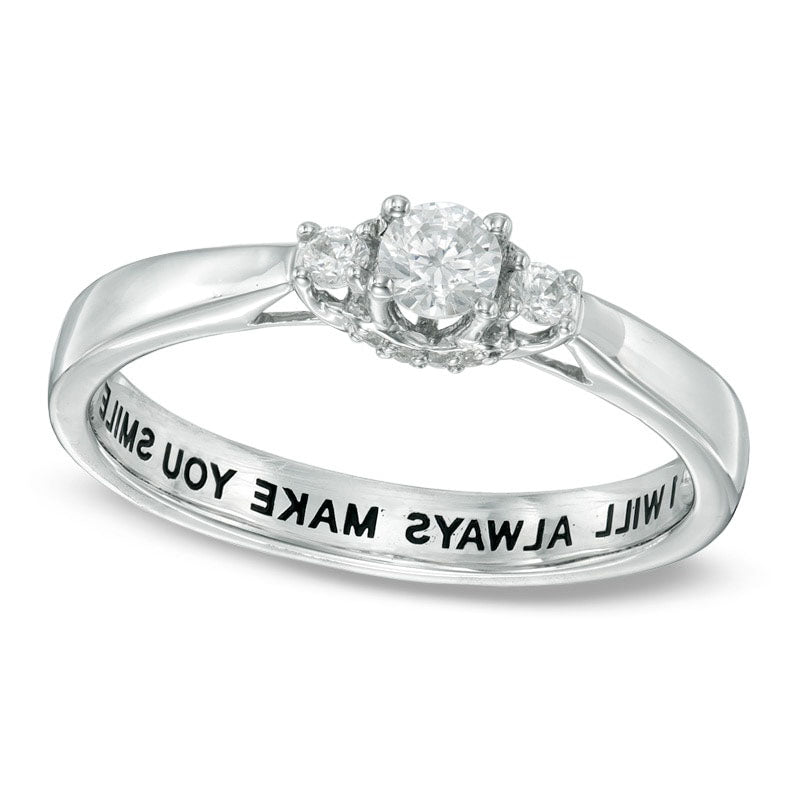 Image of ID 1 025 CT TW Natural Diamond Promise Ring in Solid 10K White Gold (28 Characters)