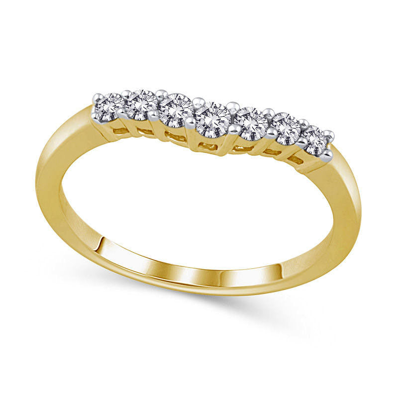Image of ID 1 025 CT TW Natural Diamond Seven Stone Contour Wedding Band in Solid 14K Gold