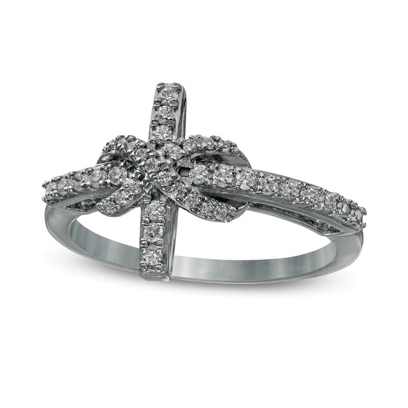 Image of ID 1 025 CT TW Natural Diamond Sideways Cross with Infinity Ring in Sterling Silver