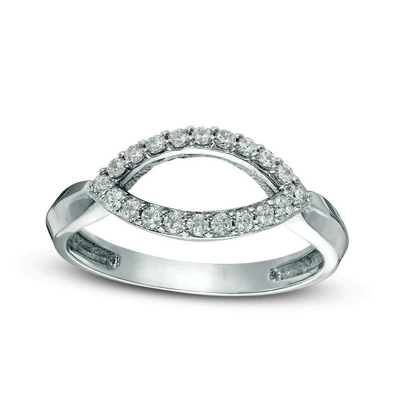 Image of ID 1 025 CT TW Natural Diamond Sideways Open Marquise Ring in Sterling Silver