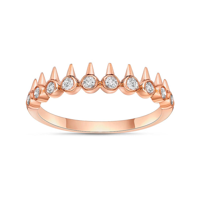Image of ID 1 025 CT TW Natural Diamond Single Spikes Row Ring in Solid 10K Rose Gold