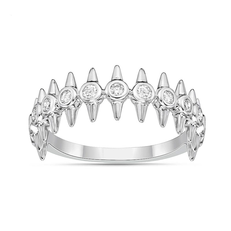 Image of ID 1 025 CT TW Natural Diamond Spikes Single Row Ring in Solid 10K White Gold