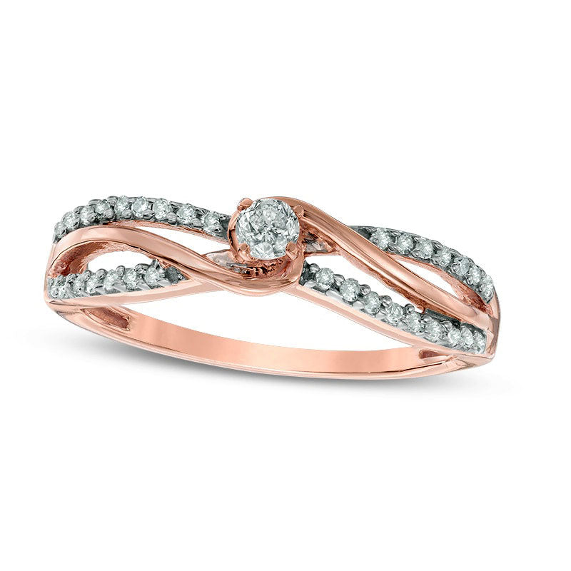 Image of ID 1 025 CT TW Natural Diamond Split Shank Ring in Solid 10K Rose Gold