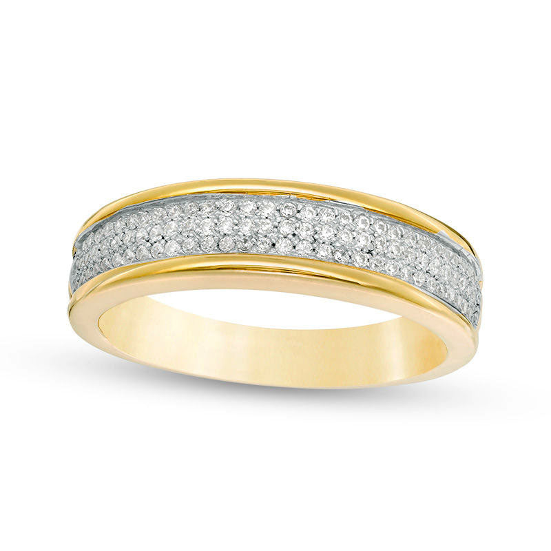 Image of ID 1 025 CT TW Natural Diamond Three Row Band in Solid 10K Yellow Gold