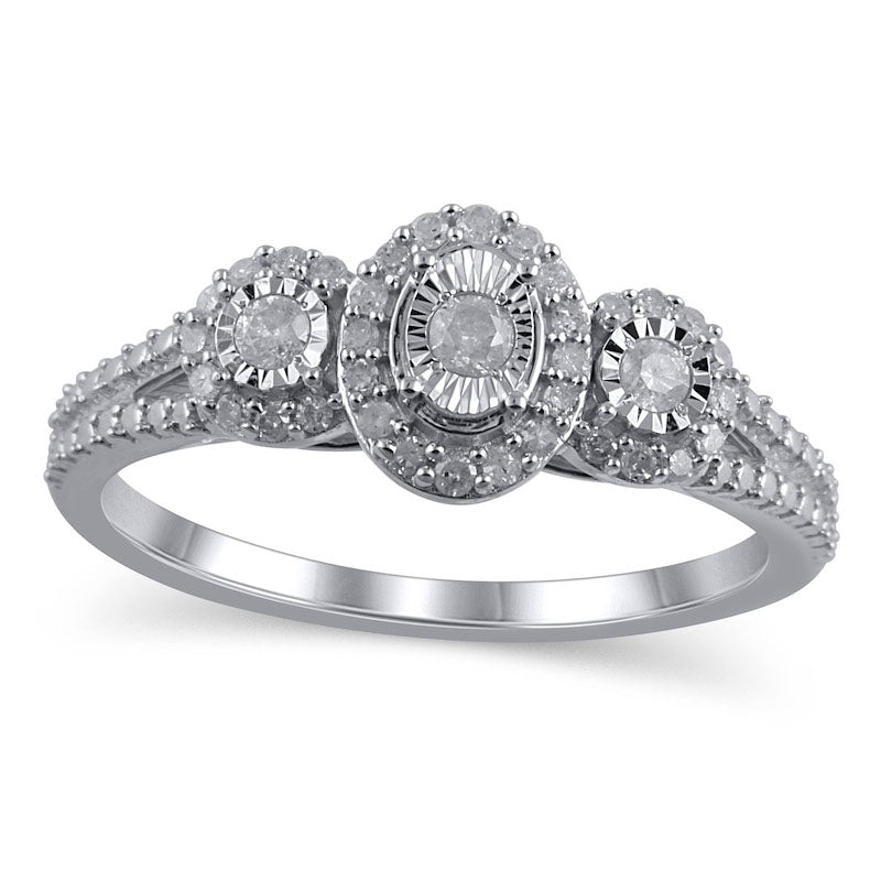 Image of ID 1 025 CT TW Natural Diamond Three Stone Promise Ring in Solid 10K White Gold