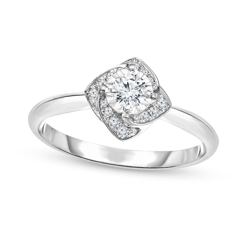 Image of ID 1 025 CT TW Natural Diamond Tilted Spiral Frame Promise Ring in Sterling Silver