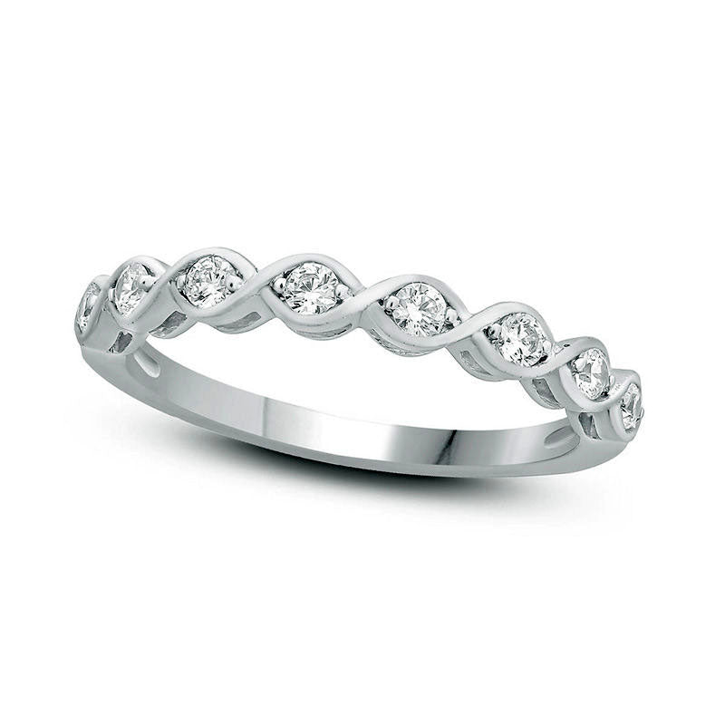 Image of ID 1 025 CT TW Natural Diamond Twist Anniversary Band in Solid 10K White Gold