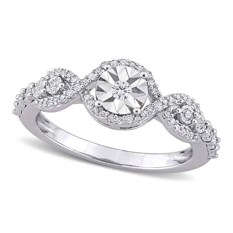Image of ID 1 025 CT TW Natural Diamond Twist Frame Promise Ring in Sterling Silver