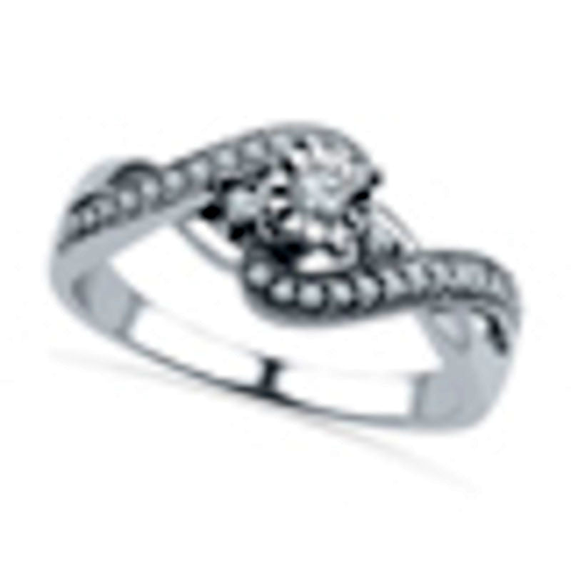 Image of ID 1 025 CT TW Natural Diamond Twist Shank Promise Ring in Sterling Silver