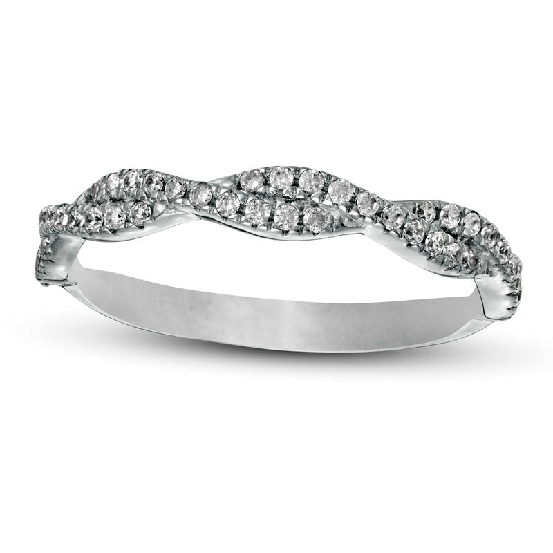 Image of ID 1 025 CT TW Natural Diamond Twist Stackable Band in Solid 14K White Gold