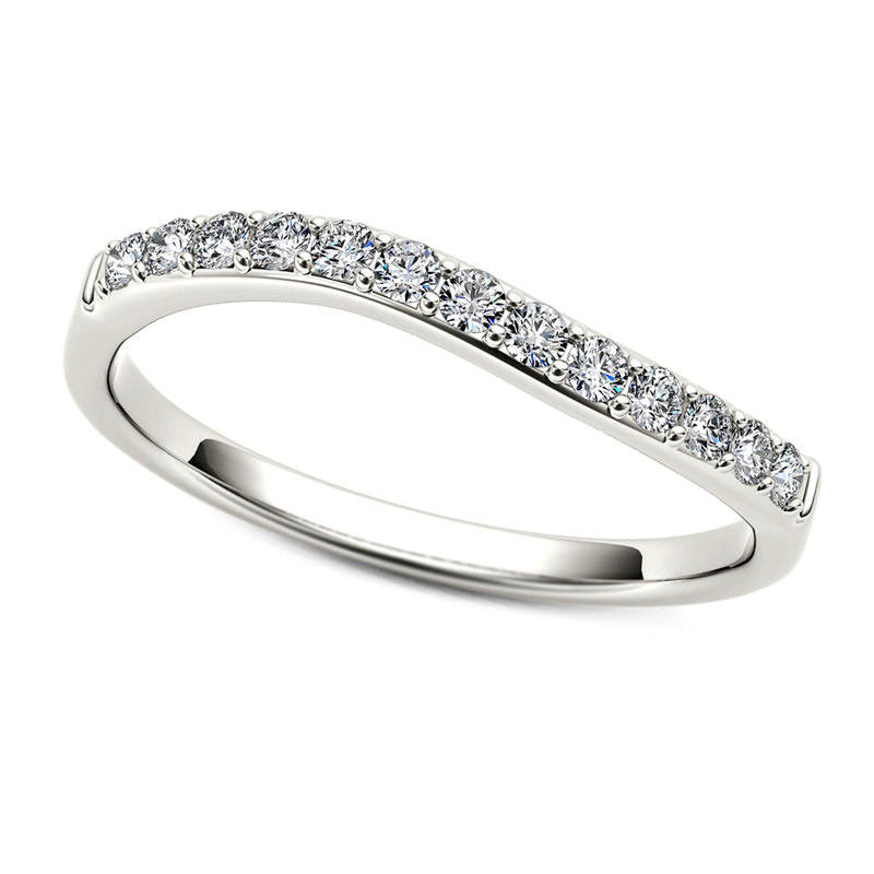 Image of ID 1 025 CT TW Natural Diamond Wave Anniversary Band in Solid 10K White Gold
