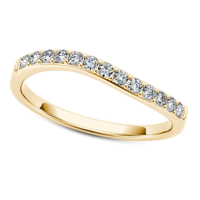 Image of ID 1 025 CT TW Natural Diamond Wave Anniversary Band in Solid 10K Yellow Gold
