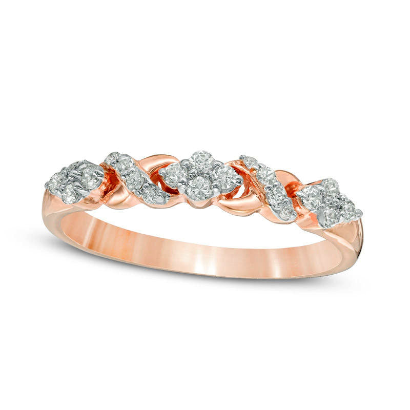 Image of ID 1 025 CT TW Natural Diamond XO Band in Solid 10K Rose Gold