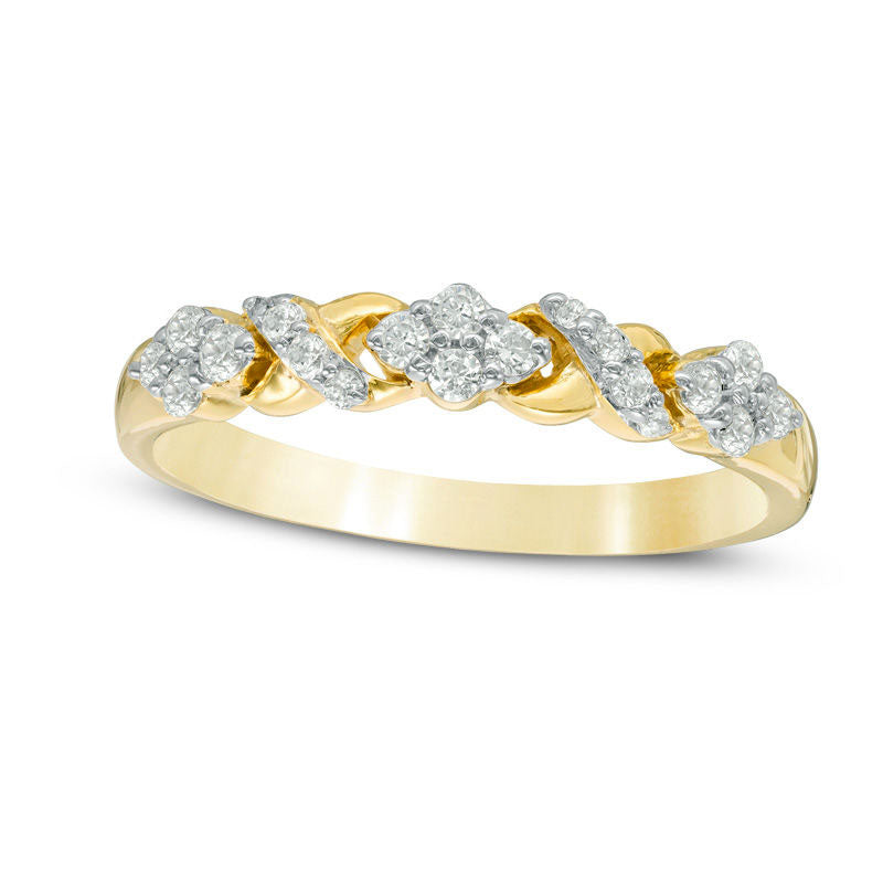 Image of ID 1 025 CT TW Natural Diamond XO Band in Solid 10K Yellow Gold