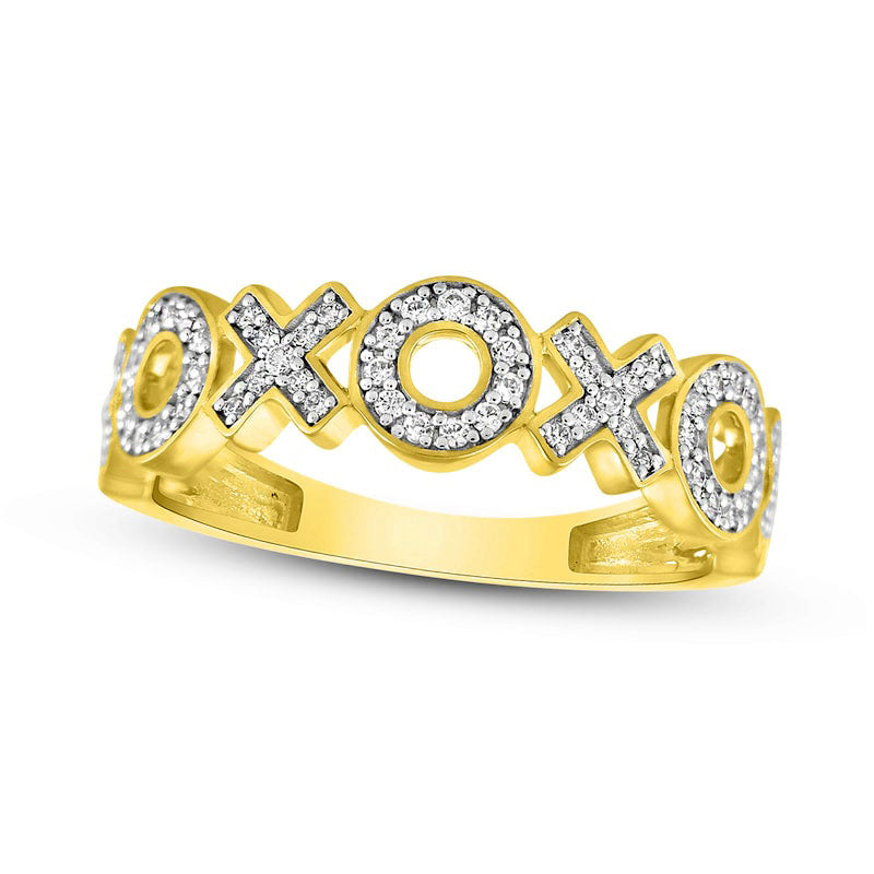 Image of ID 1 025 CT TW Natural Diamond XO Ring in Solid 10K Yellow Gold