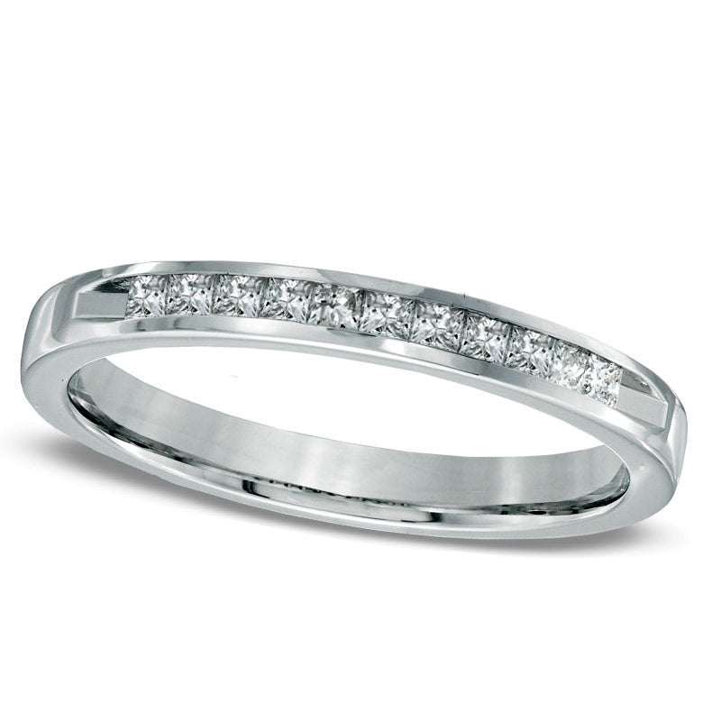 Image of ID 1 025 CT TW Princess-Cut Natural Diamond Wedding Band in Solid 14K White Gold