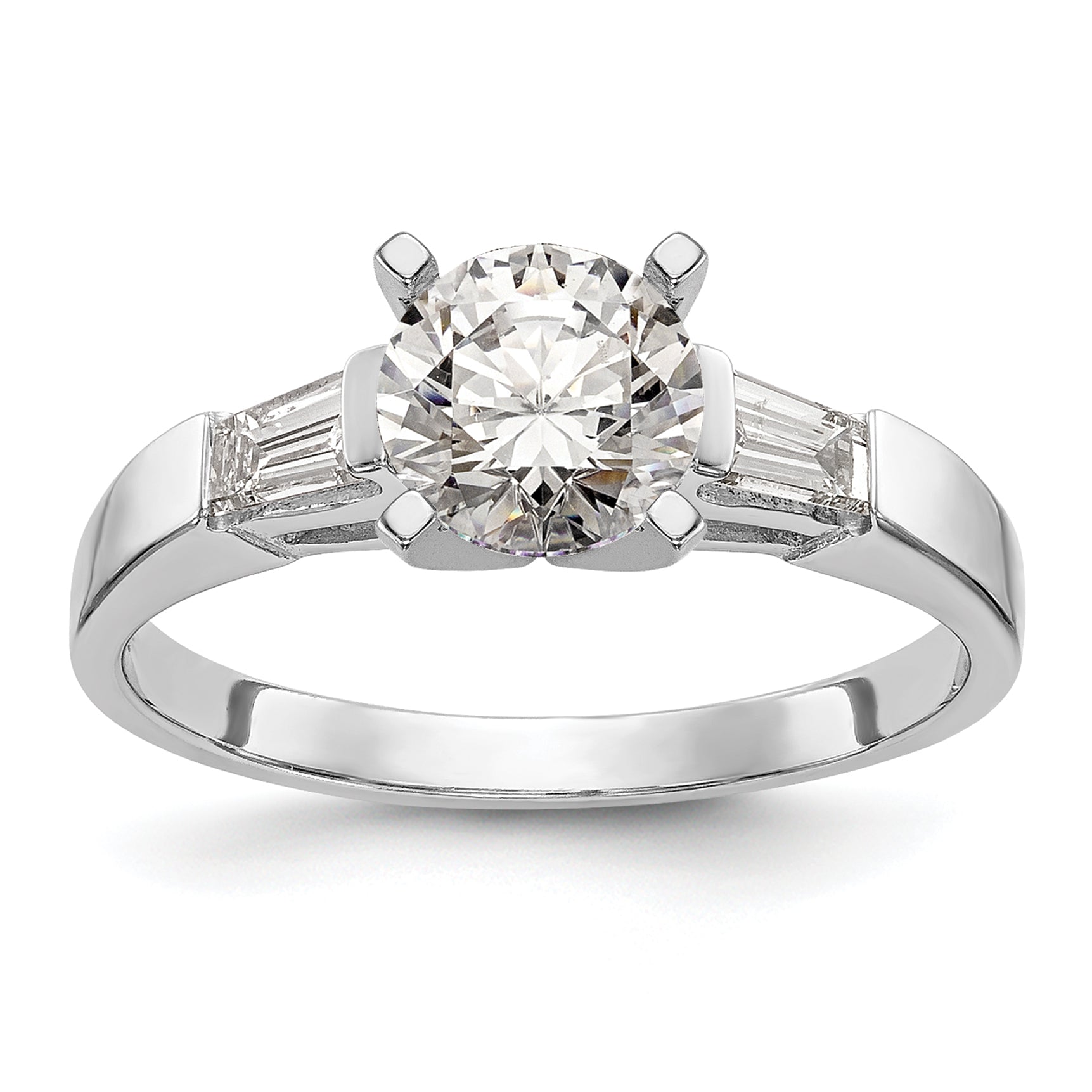Image of ID 1 027ct CZ Solid Real 14K White Gold 3-Stone Peg Set Engagement Ring