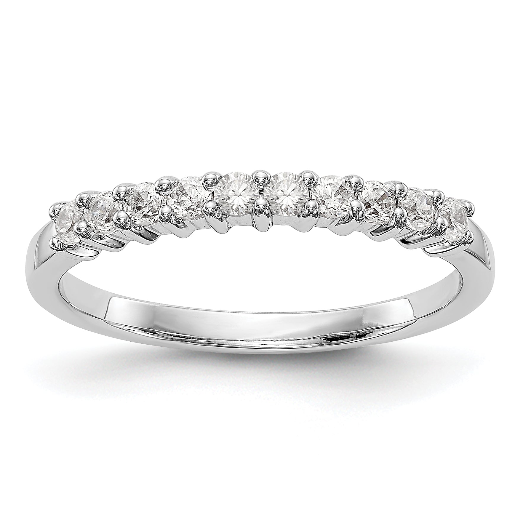 Image of ID 1 028ct CZ Solid Real 14K White Gold 10-Stone Wedding Band Ring