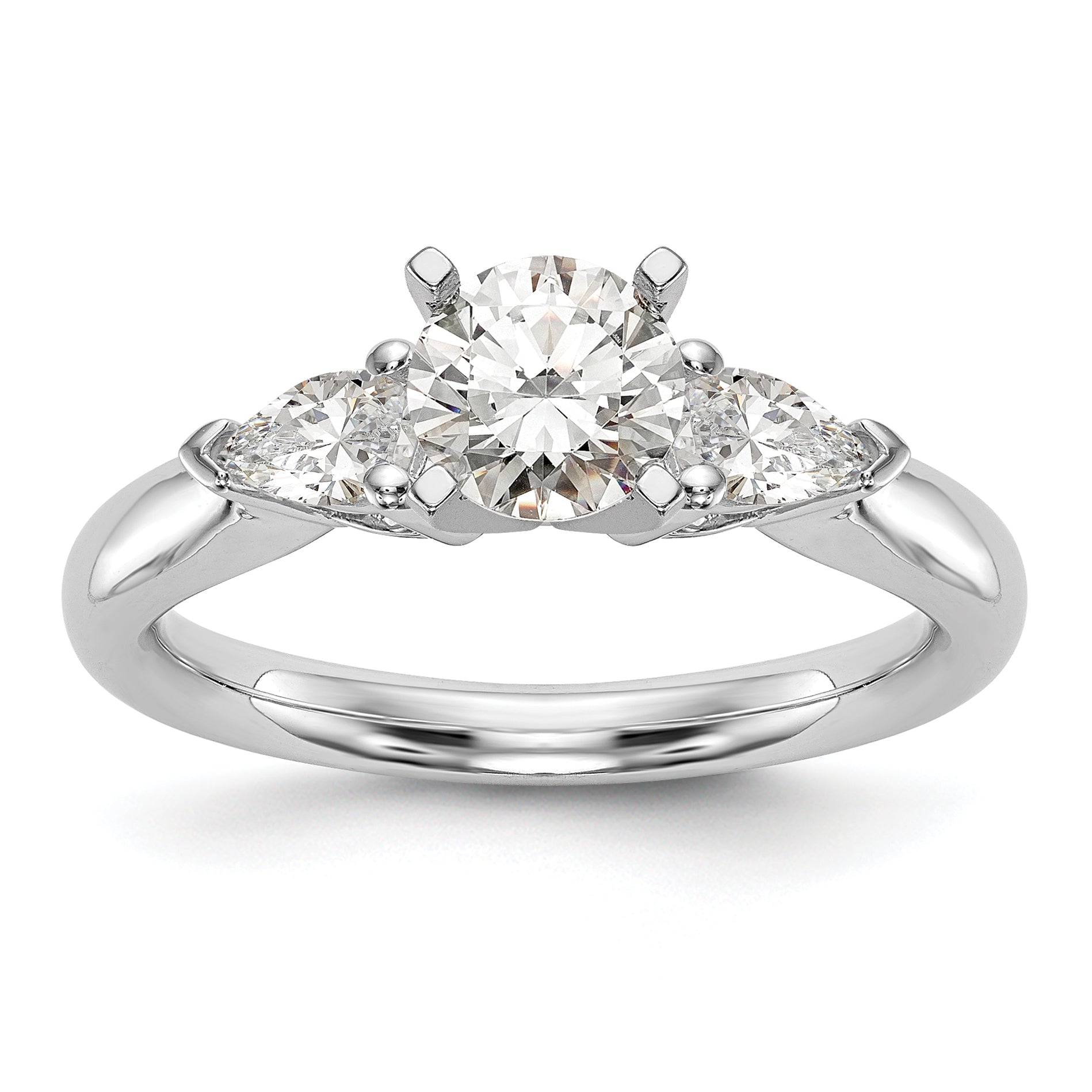 Image of ID 1 030ct CZ Solid Real 14K White Gold 3-Stone Peg Set Engagement Ring