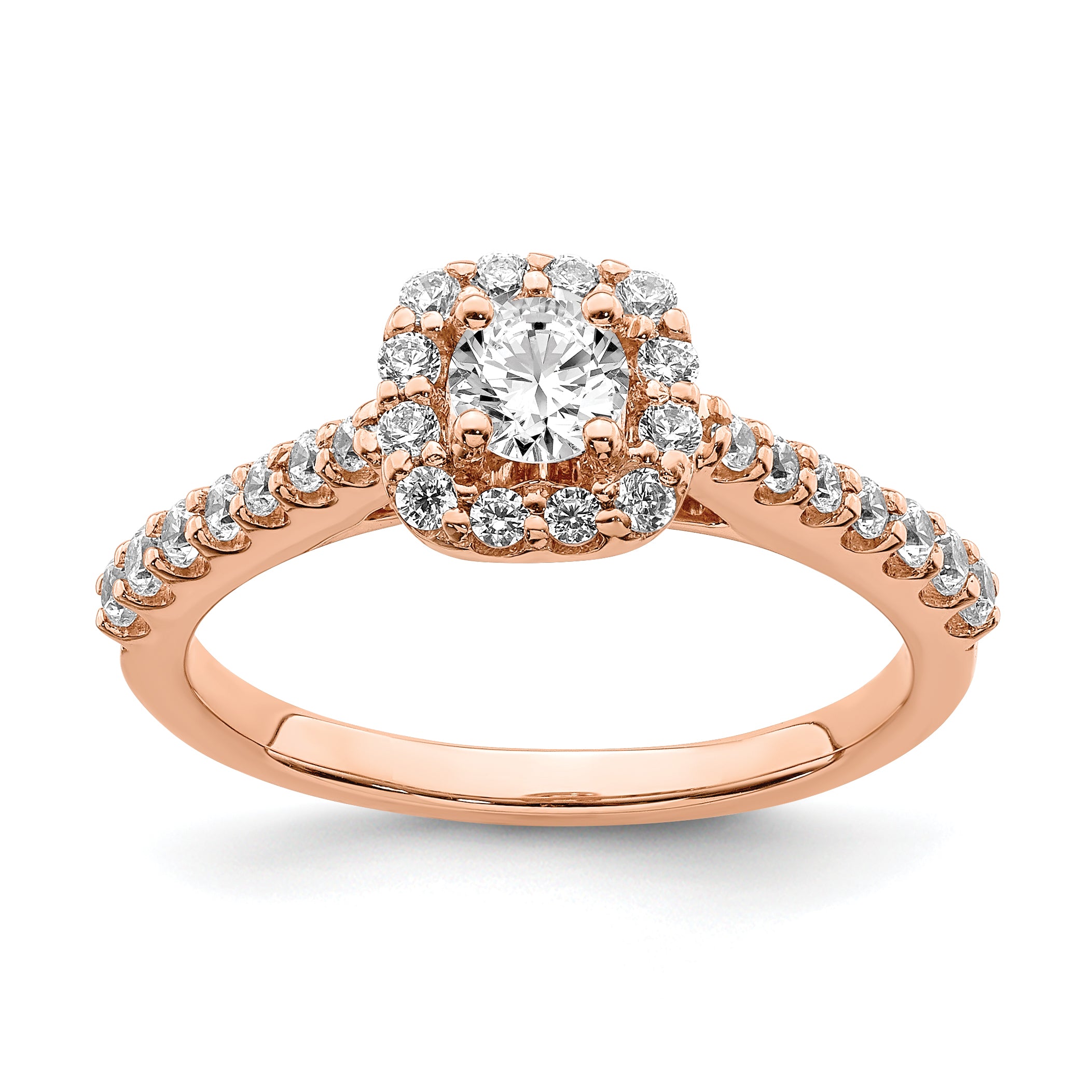 Image of ID 1 030ct CZ Solid Real 14k Rose Gold Engagement Ring