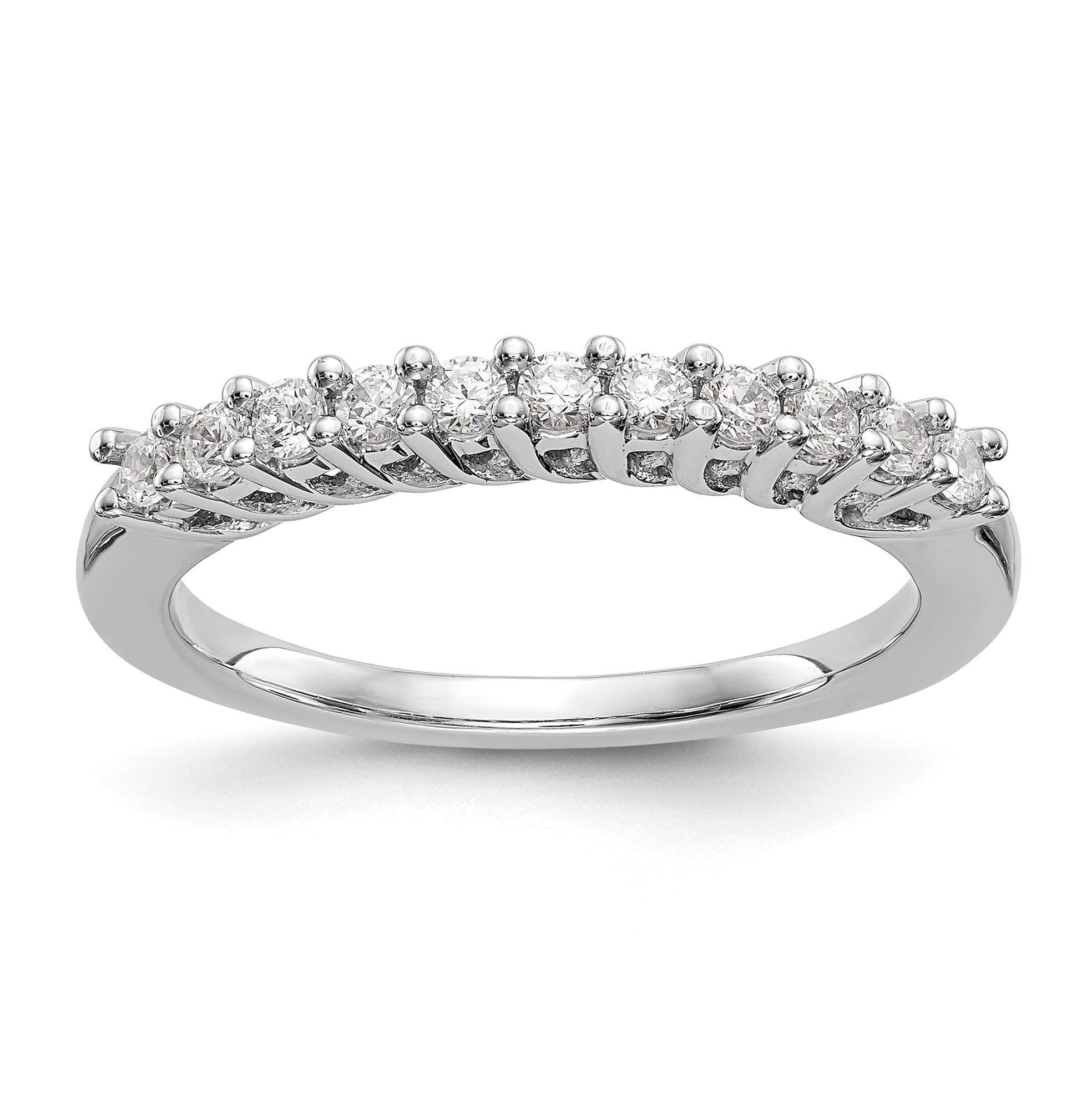 Image of ID 1 031ct CZ Solid Real 14K White Gold 11-Stone Wedding Band Ring